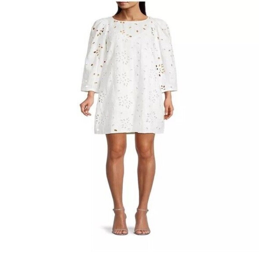 Rebecca Taylor Size 8 Sarah White Embroidered Shif Graduation Dress